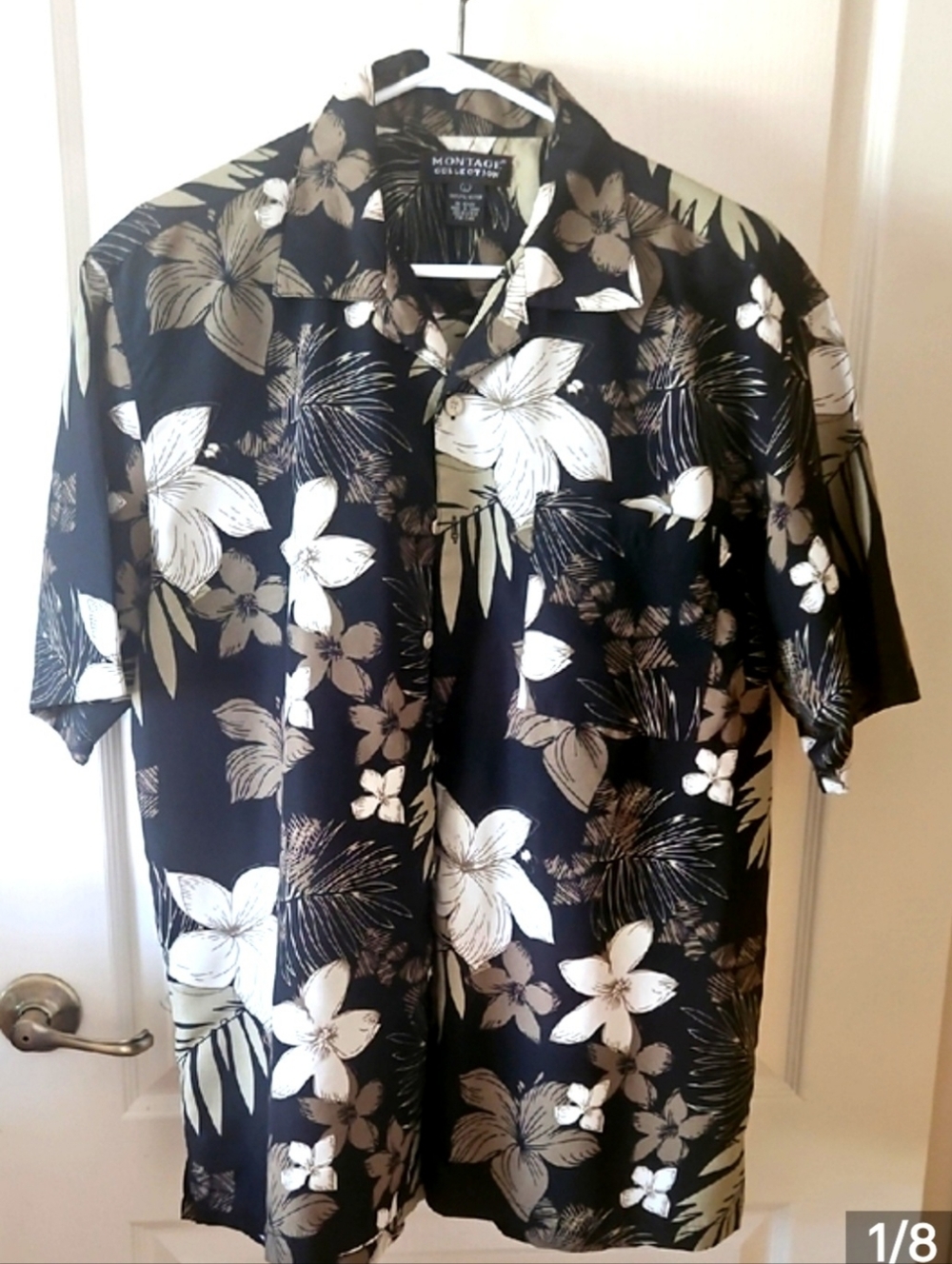 Montage COLLECTION shirt Short Sleeves Brown Beige Black Green Size L